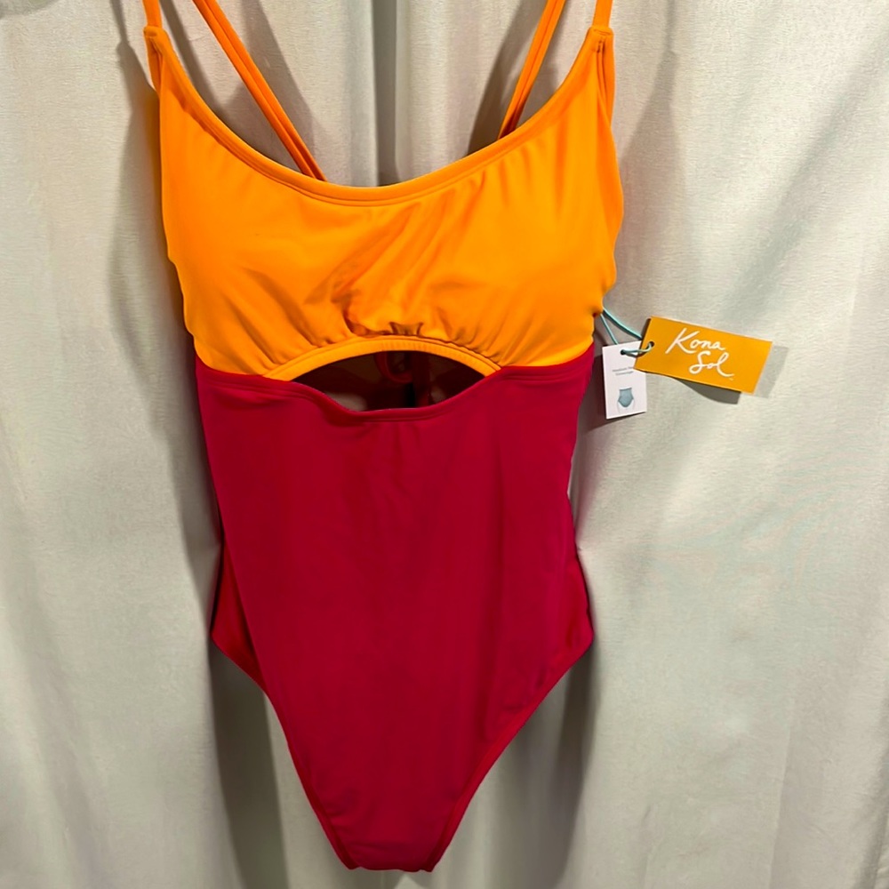 NWT Kona Sol L(12-14) pink and orange 2 tone one piece